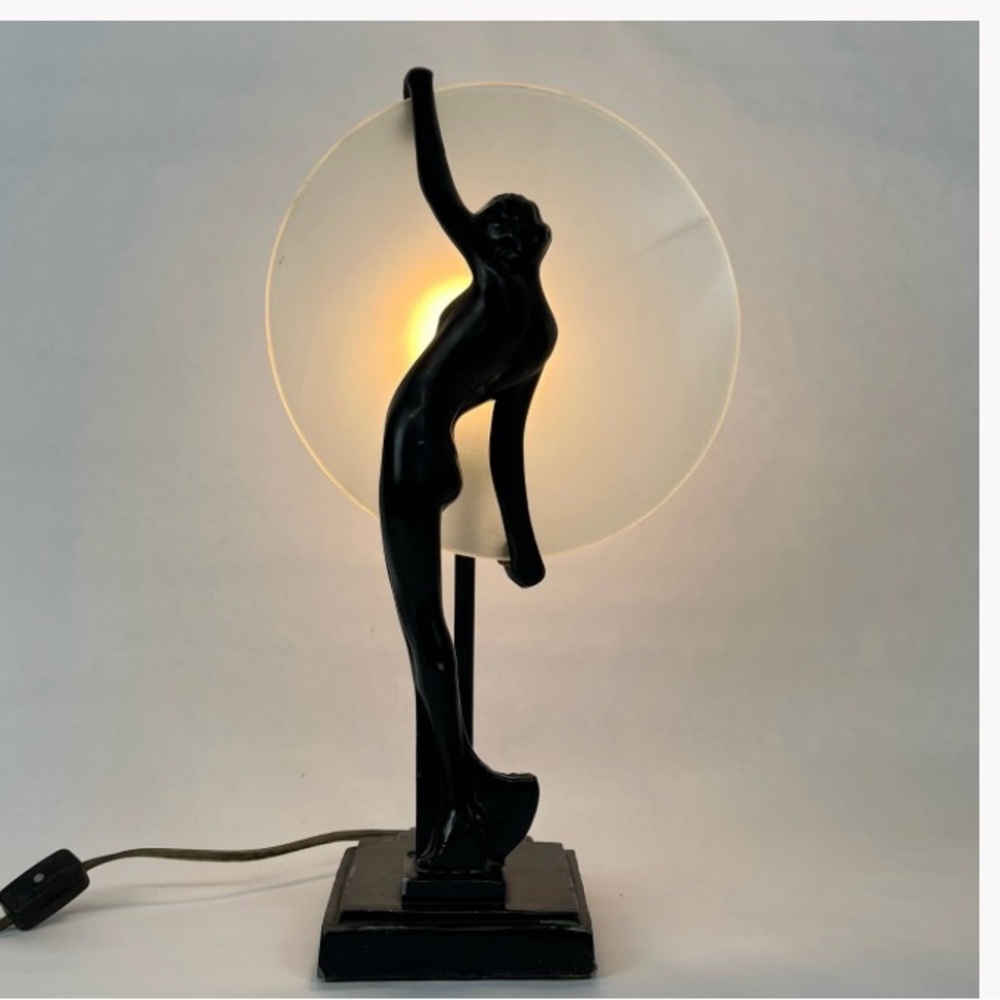 COPY - Figural Art Deco Revival Lady Table Lamp by Sarsparilla After Frankart C…